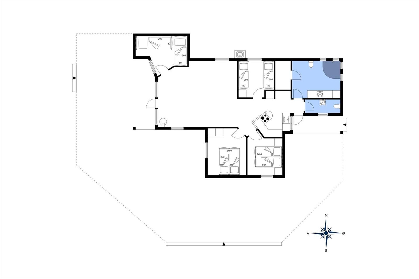 This floor plan shows the layout and areas of the house.