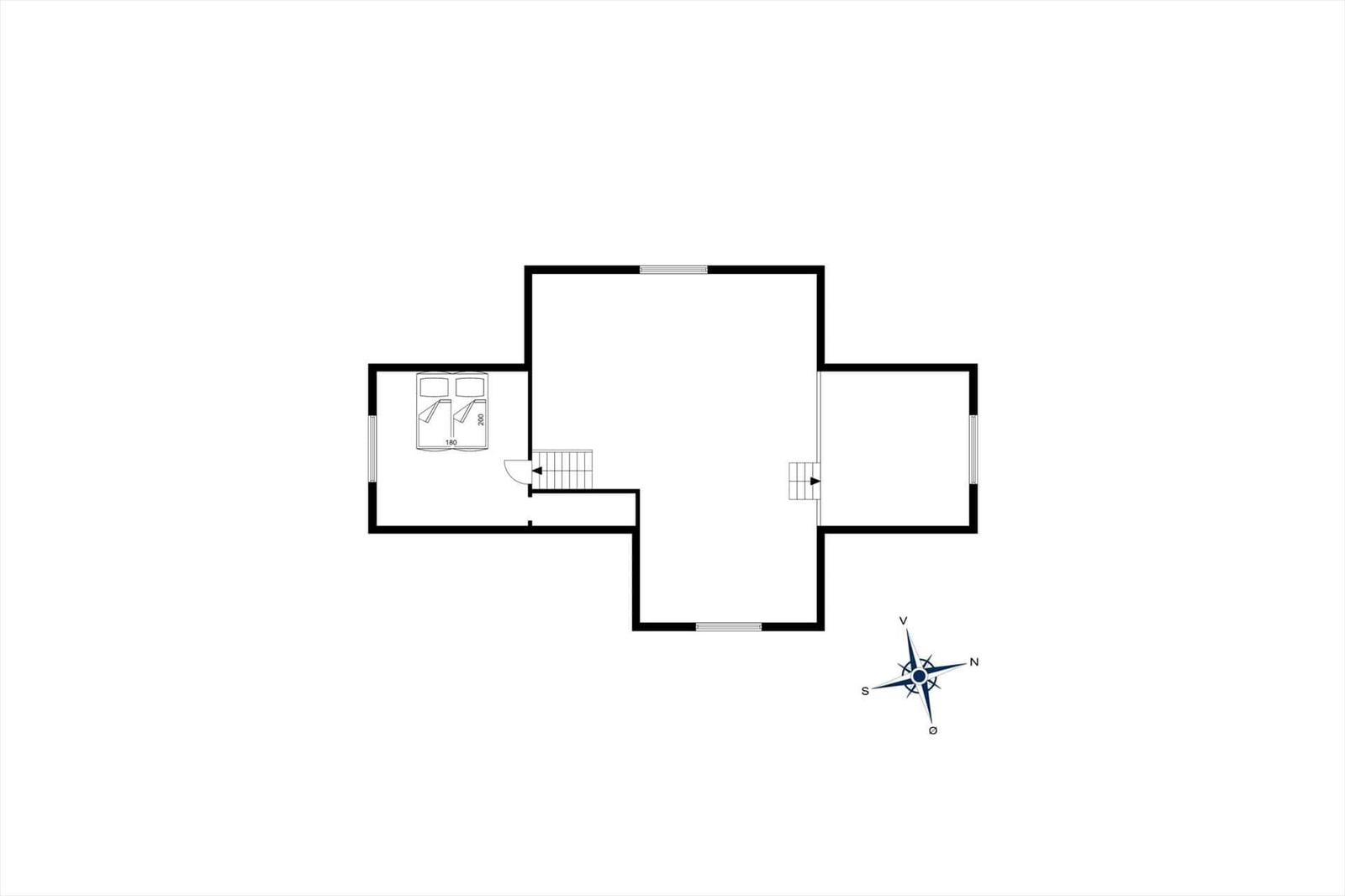 Floor plan with bedroom, stairs, and room labels