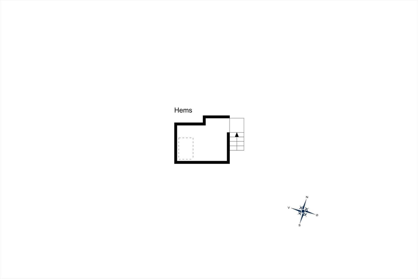 Hems: Grundriss mit Aufgang und Kompassrose.