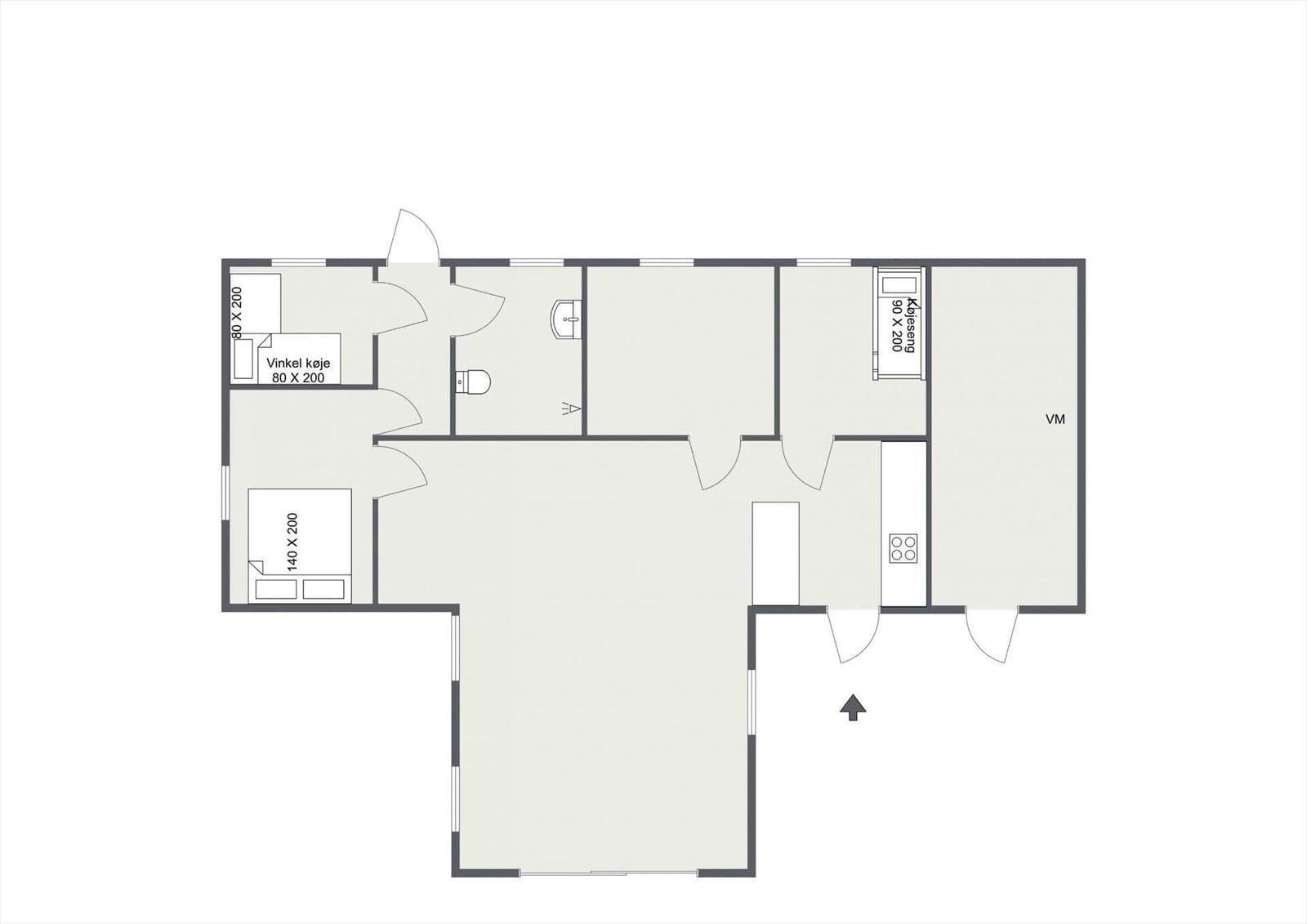 Apartment with bedroom, kitchen, and bathroom