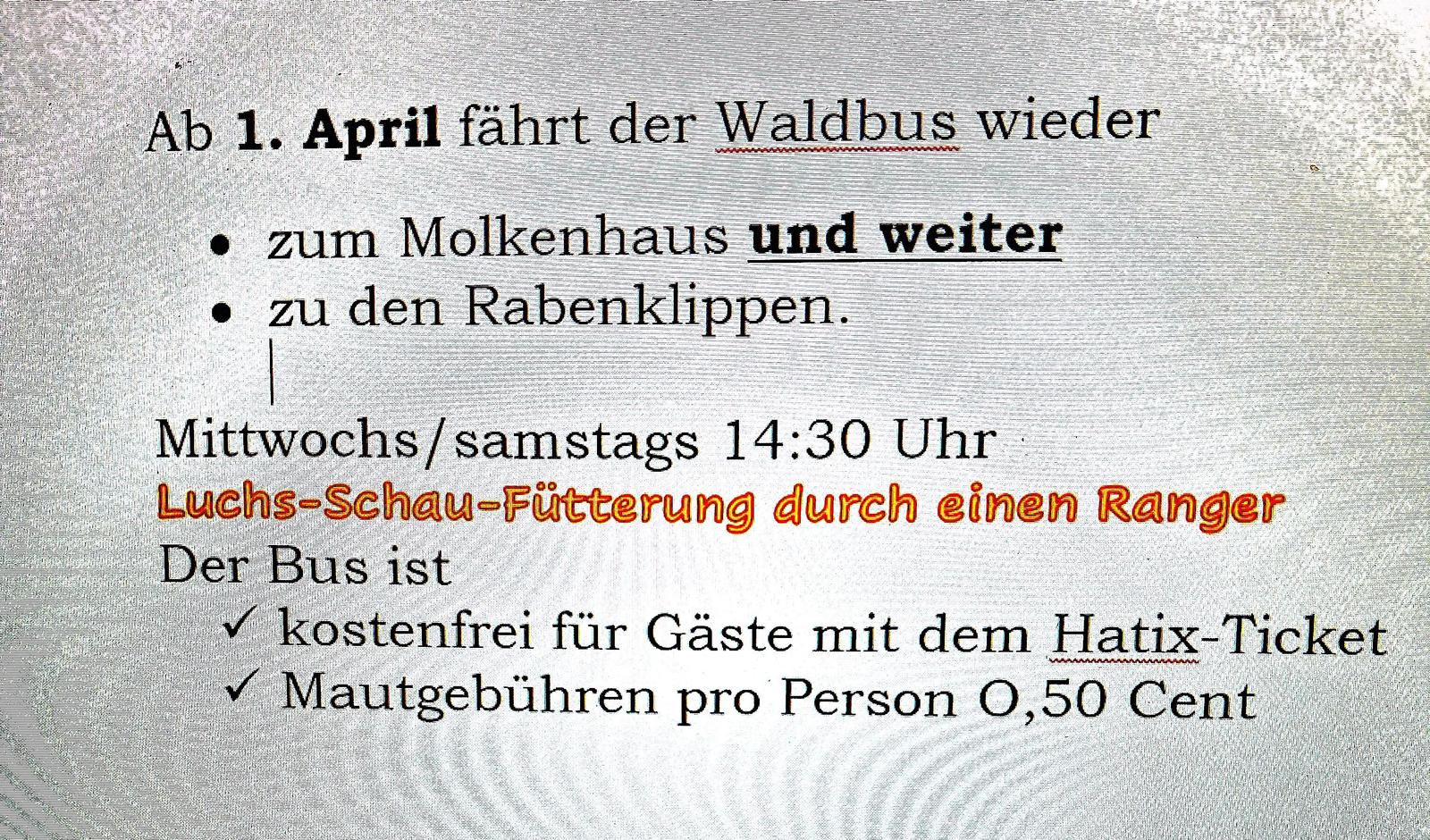 Der Waldbus fährt wieder......