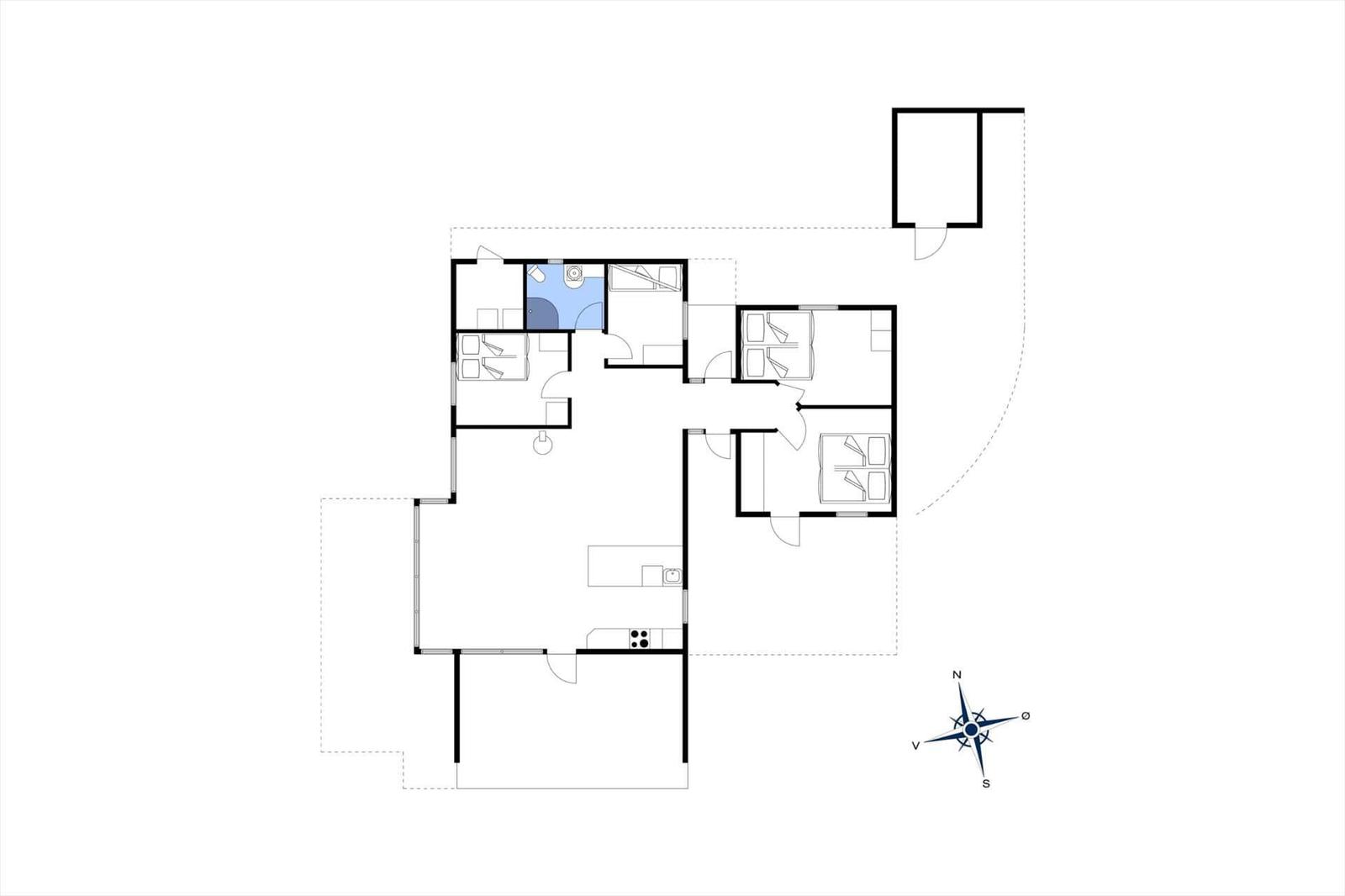Wohnung mit drei Schlafzimmern, Küche und Bad. Nordorientierung.