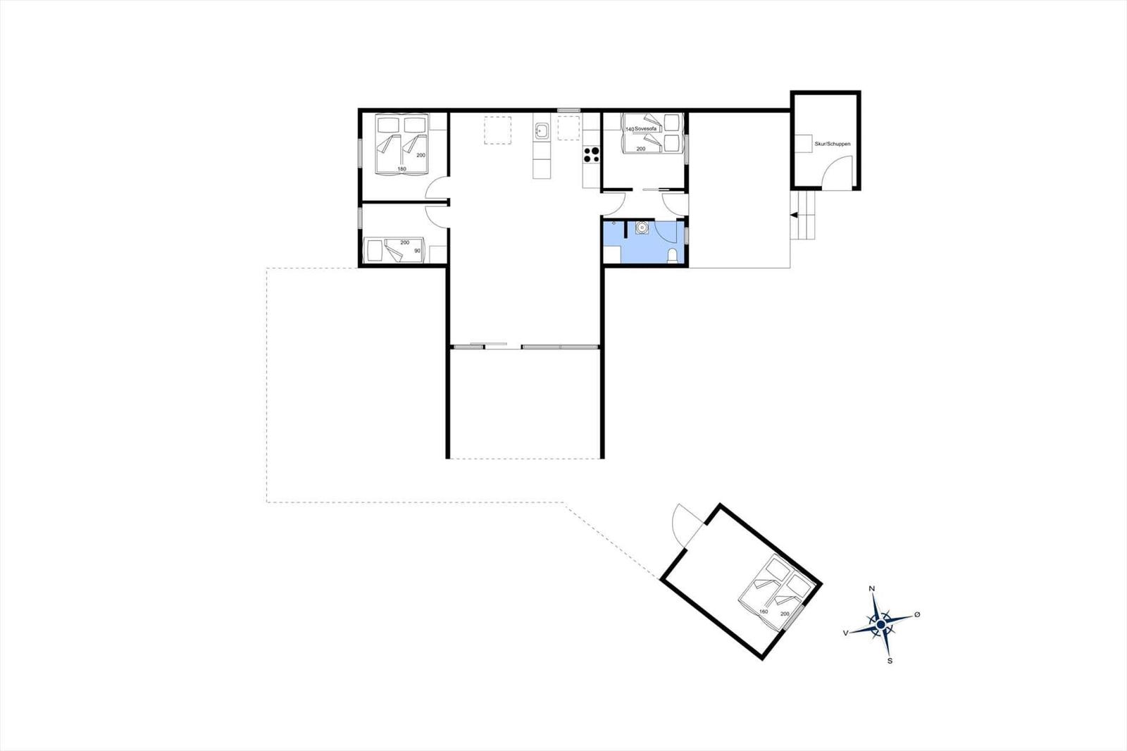 Functional floor plan with bedrooms, kitchen, and bathroom.