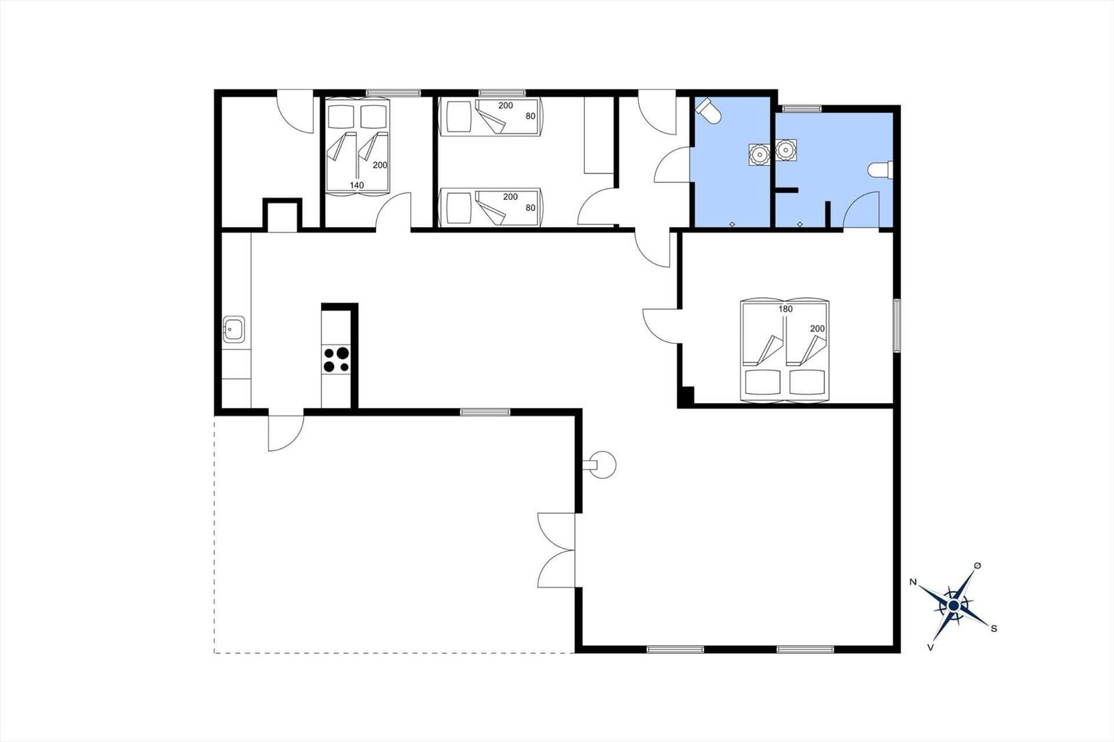 Wohnung mit drei Schlafzimmern, Küche und Bad