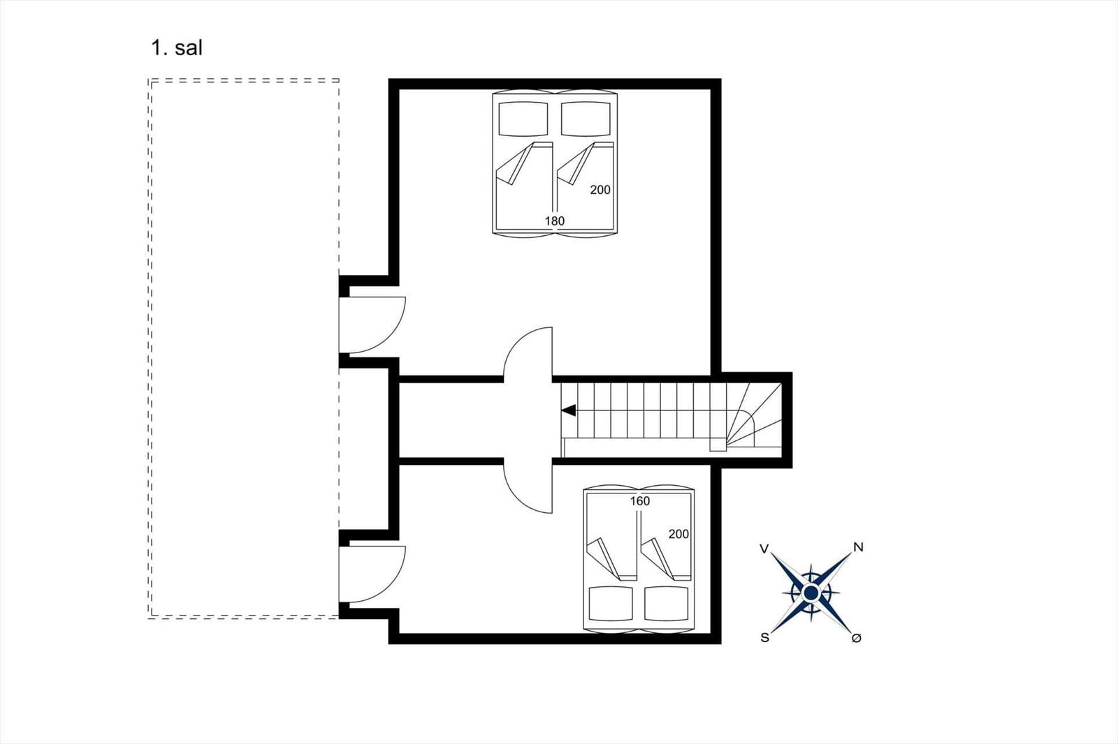 Ground floor with bedroom and staircase to upper level.
