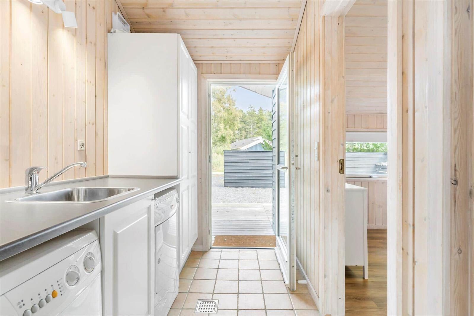 Kitchen with sink, dishwasher, and view of the outdoor area.