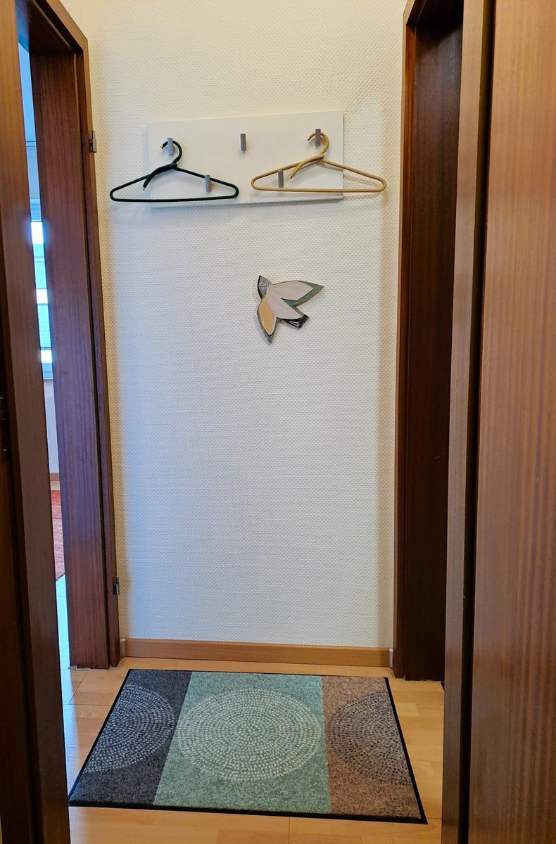 Zwischenflur mit zusätzlichen Bügeln.
Unser Seelenvogel soll nachts für schöne Träume sorgen.