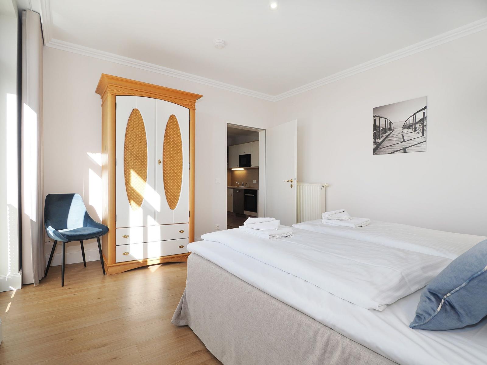 Schlafzimmer in der Ferienwohnung Seehof201