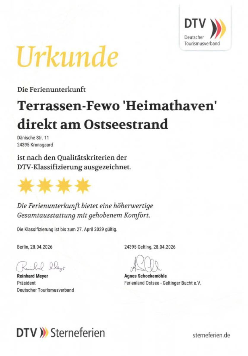 Nach den strengen Regeln des DTV mit 4 Sternen zertifiziert.