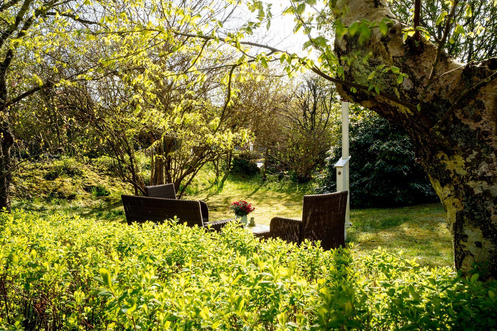 gemütliche Sitzgelegenheiten im Gemeinschaftsgarten von Haus Margarete