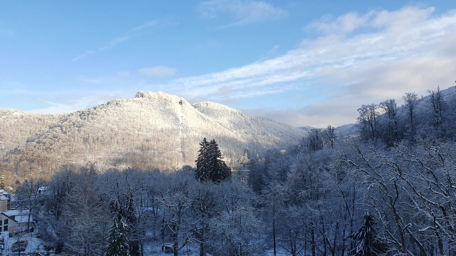 Die Aussicht vom Balkon im Winter