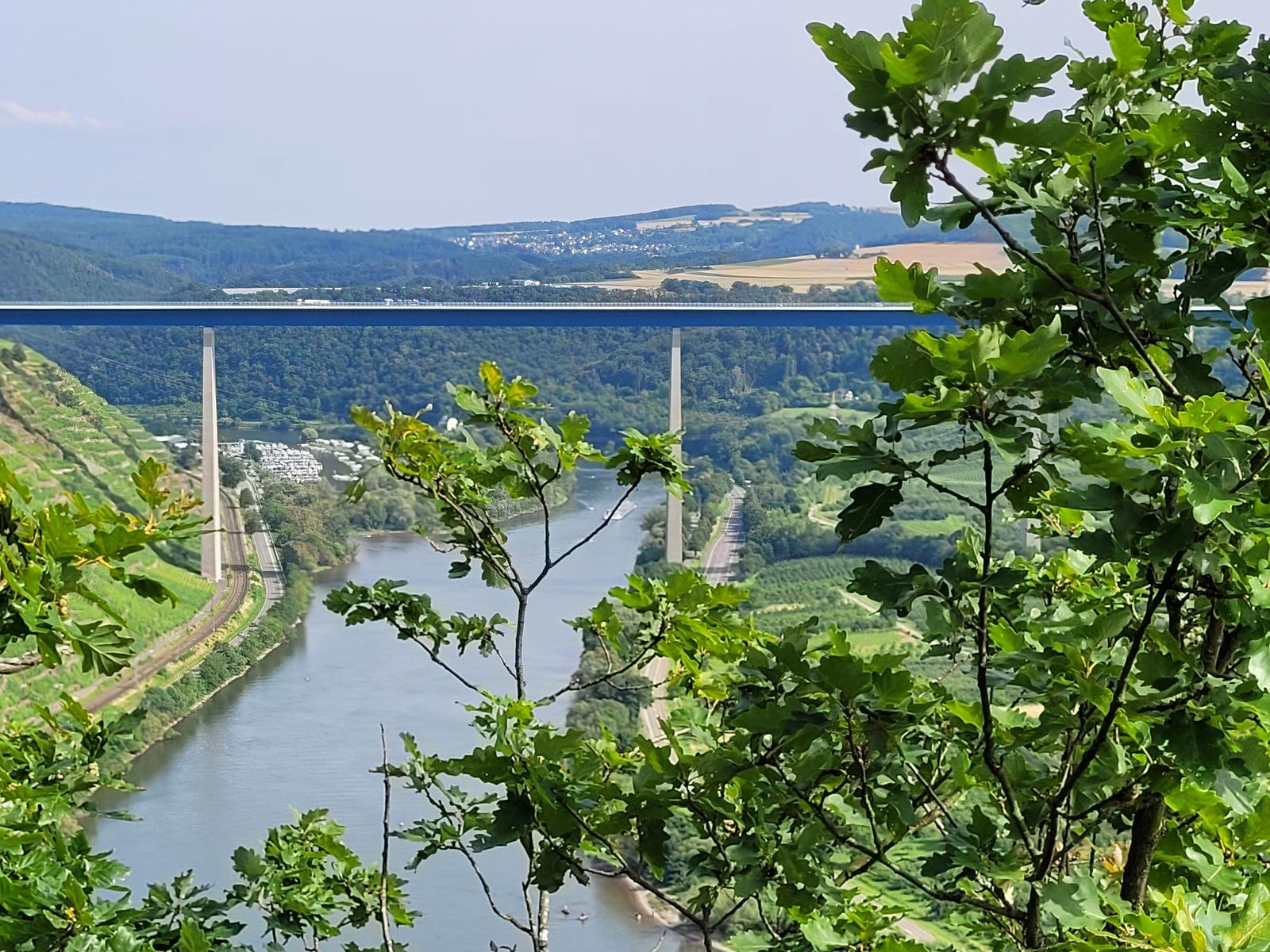 Blick auf die Brücke Der A61 über die Mosel
