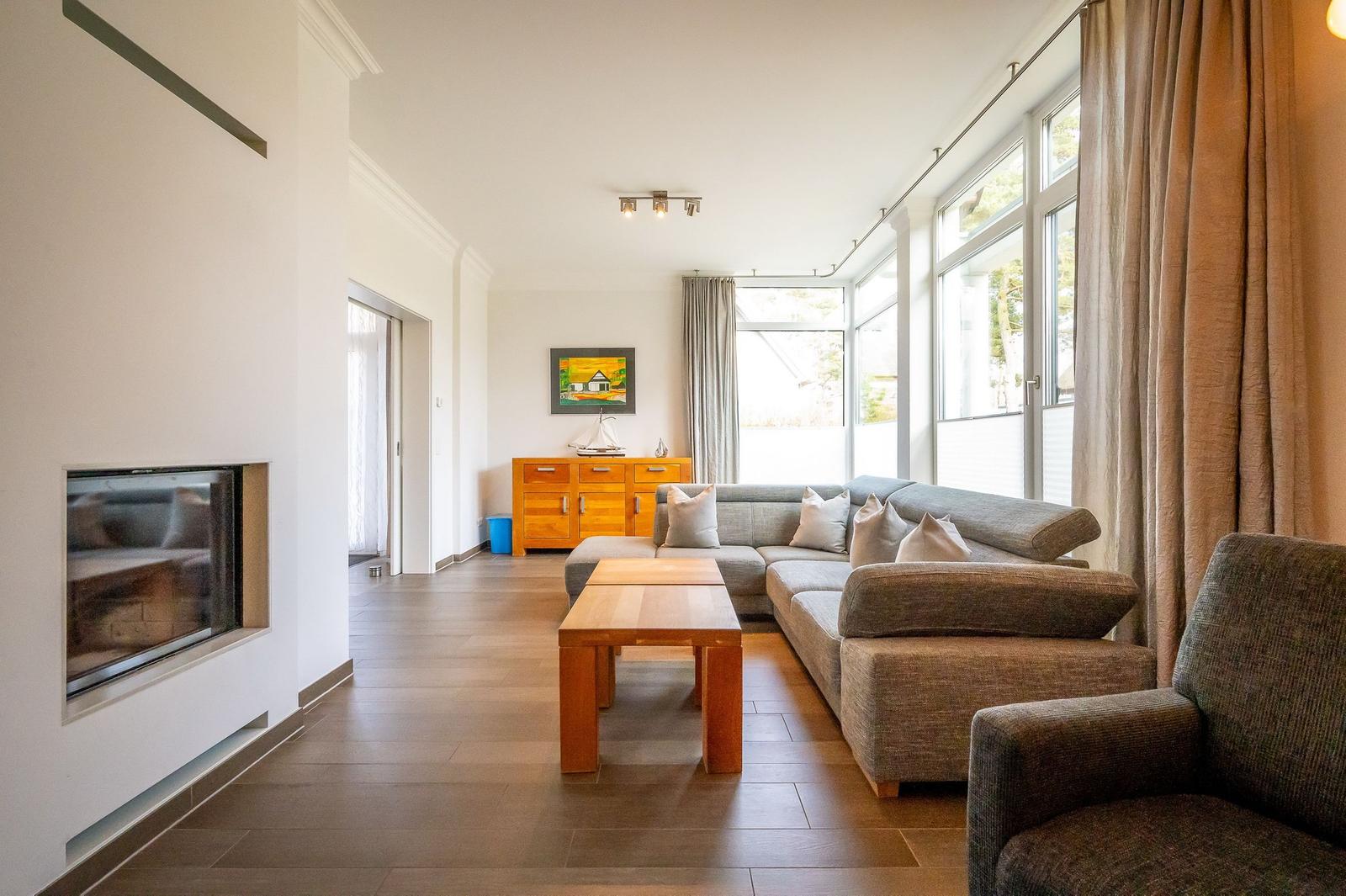 Wohnzimmer mit Kamim im Lotsenstieg 11 in Karlshagen auf Usedom