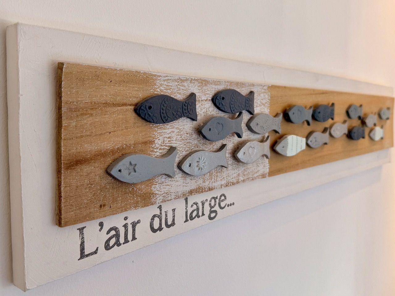Wanddekoration mit Fischen und Text Lair du large...