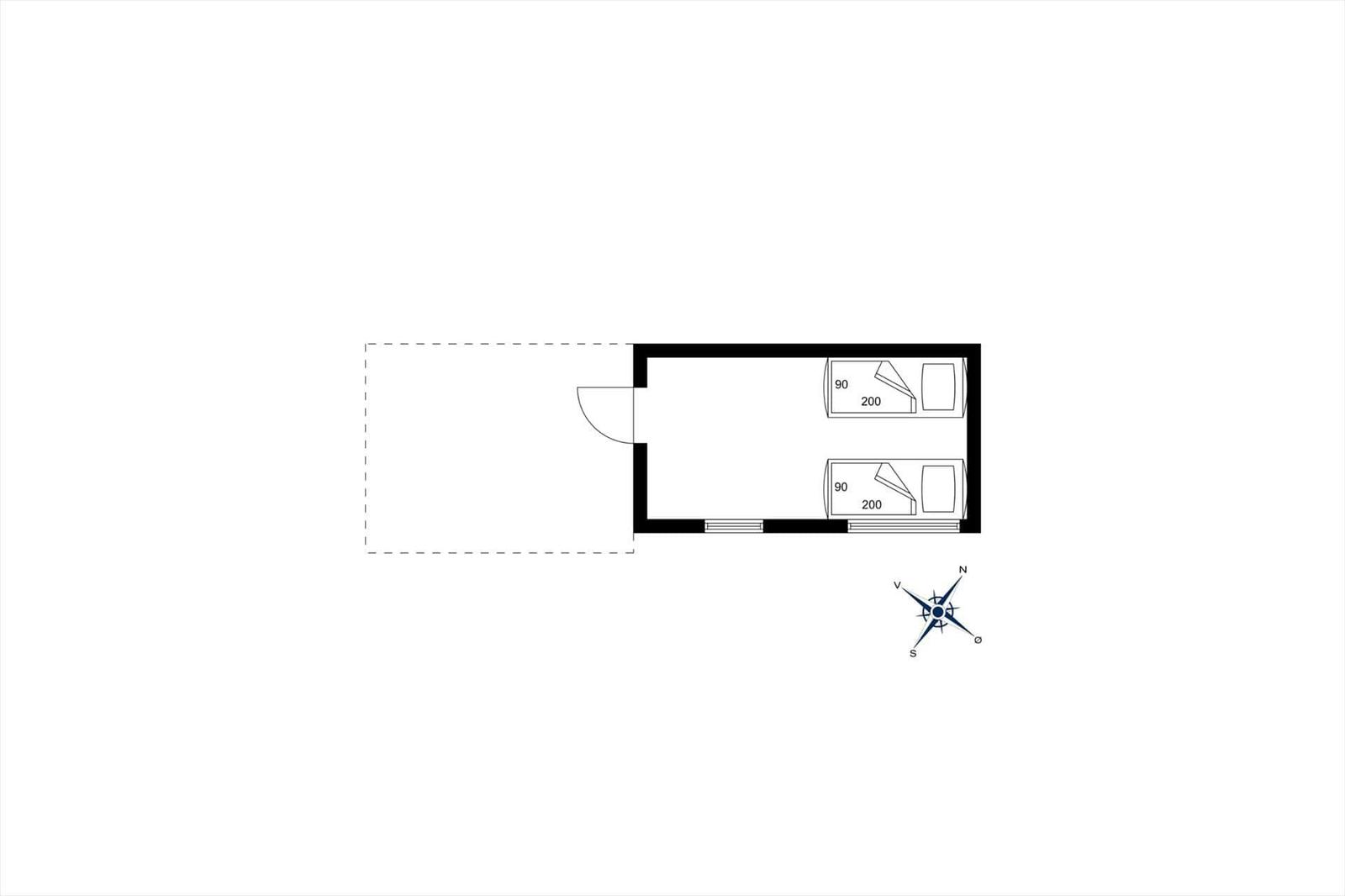 Two bedrooms each with one bed and a closet.