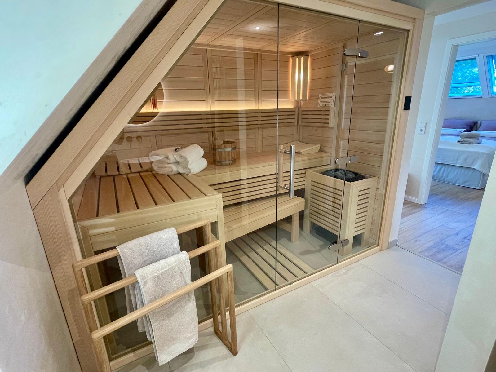 privat genutzte Sauna in der Ferienwohnung