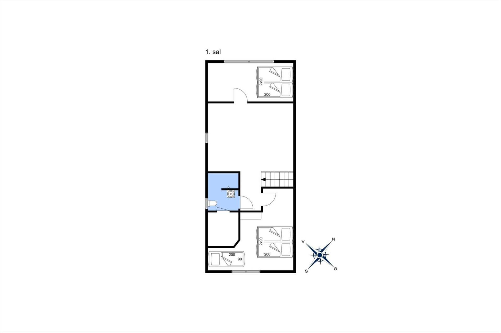 1. Stock mit Schlafzimmer, Bad und Treppenhaus.