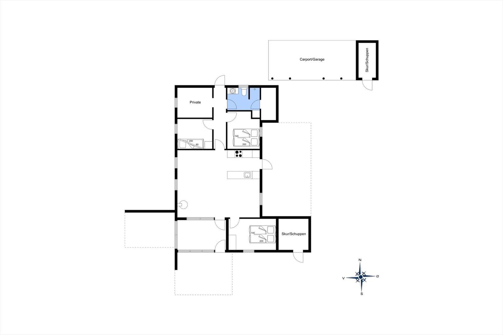 Einfamilienhaus mit Garage, Schlafzimmer, Bad und Küche