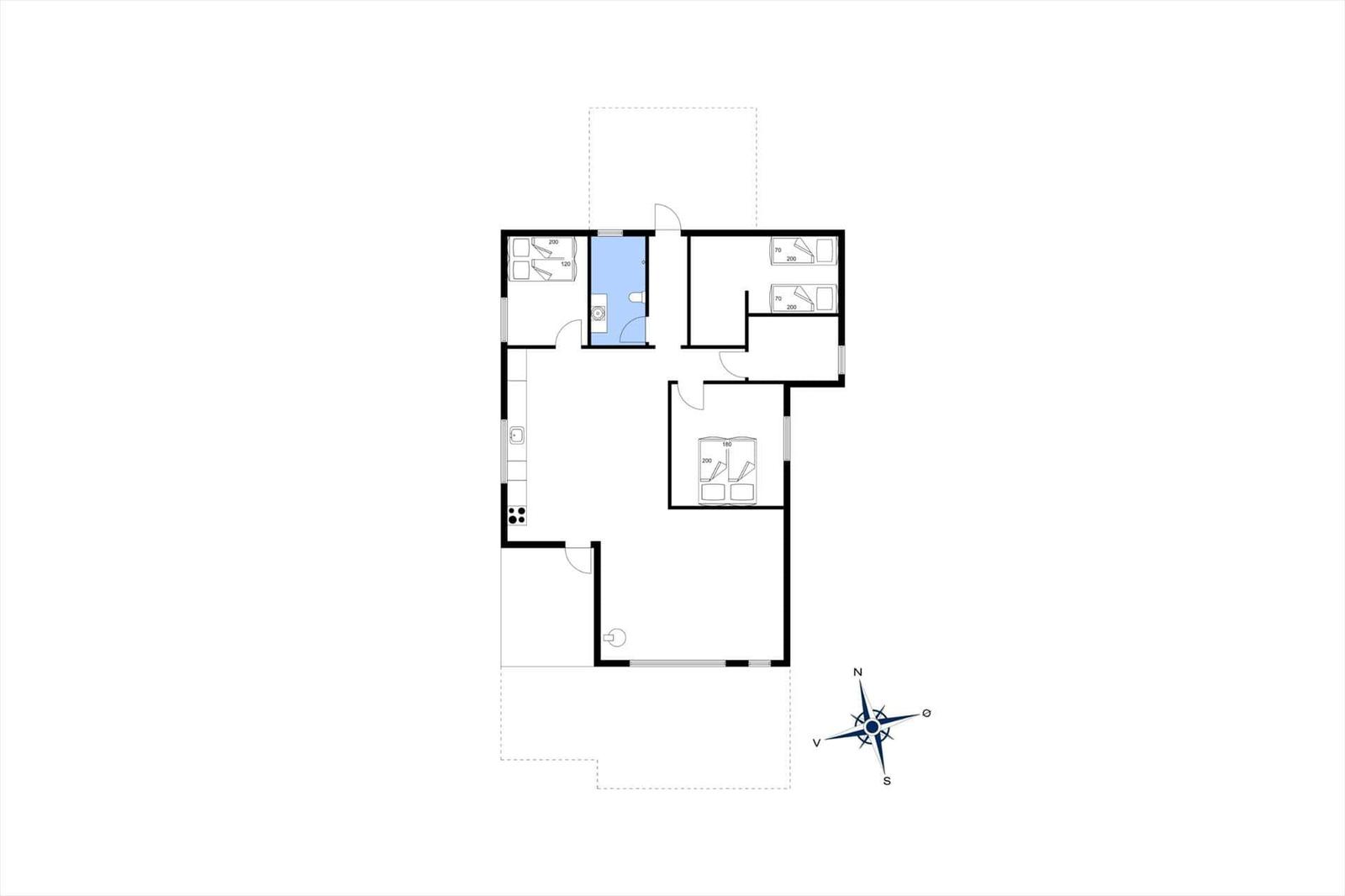 Wohnung mit drei Schlafzimmern, Küche und Bad. Nordostlage.
