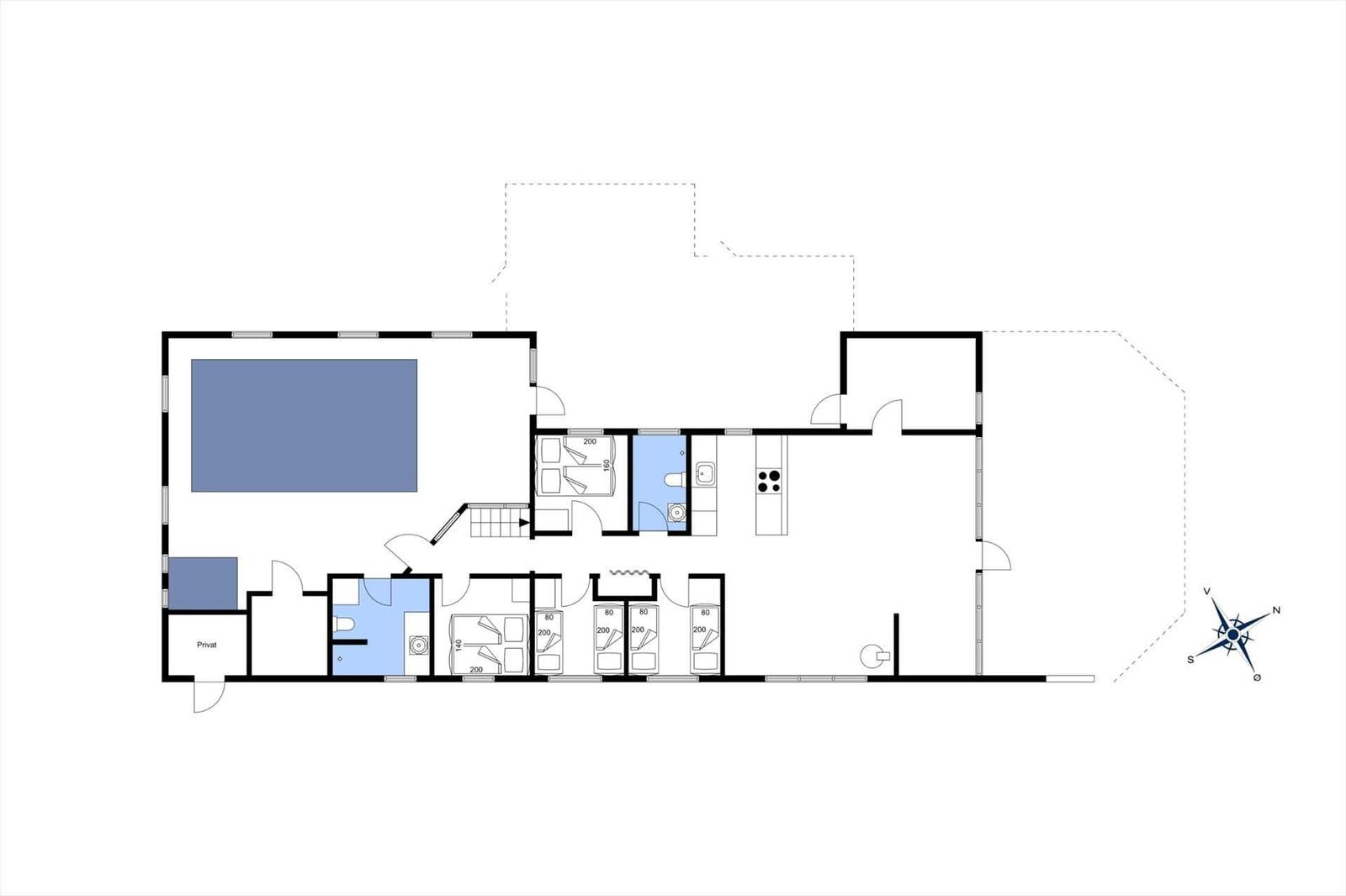 Funktionaler Grundriss mit Küche, Schlafzimmer und Bad