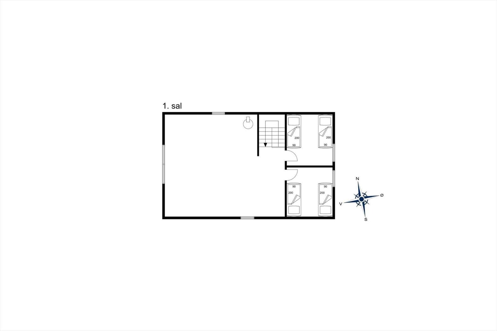 First floor with four bedrooms and stairs to the accommodation.