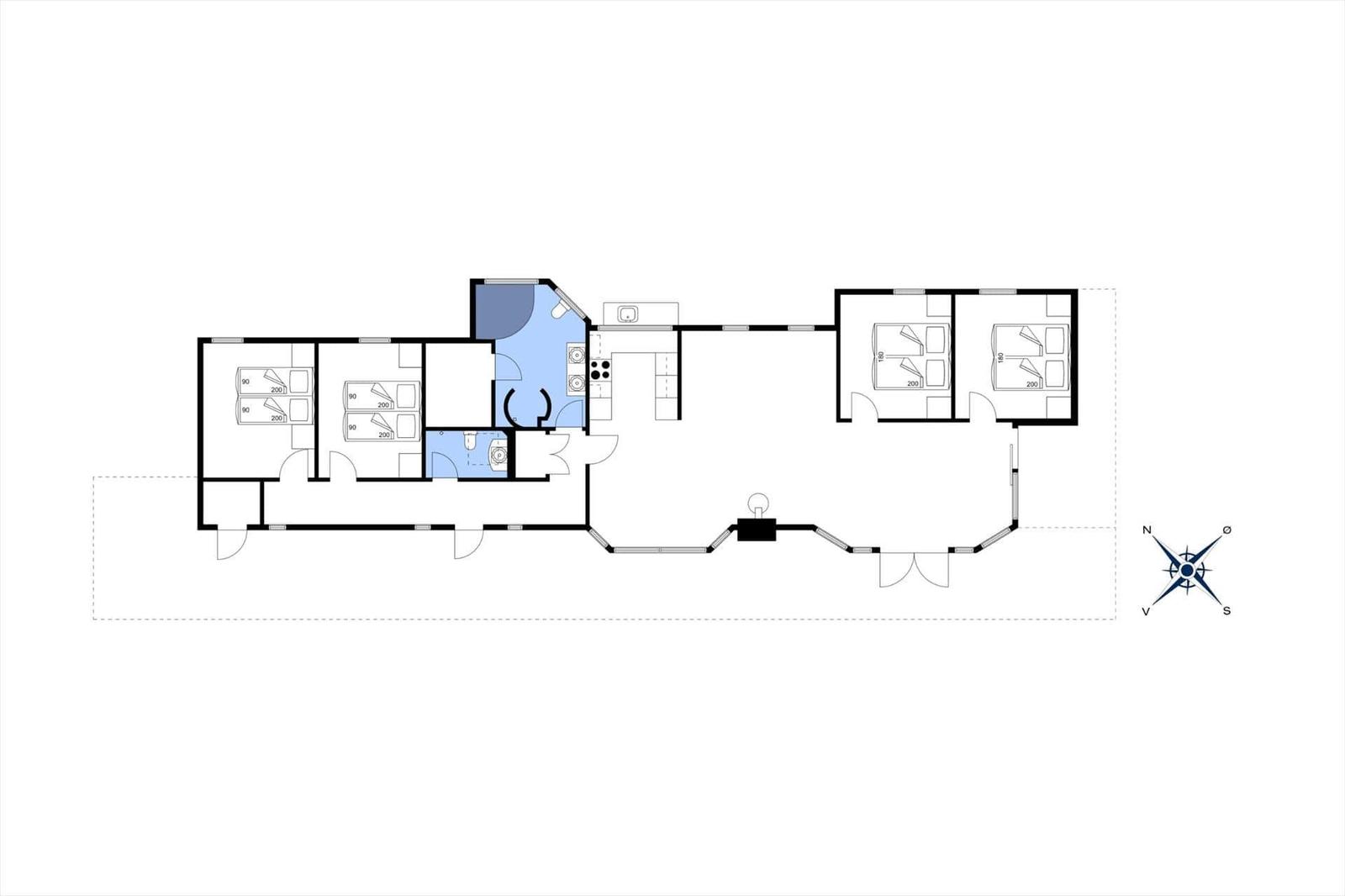 Dieses Haus hat drei Schlafzimmer, eine Küche und ein Bad.