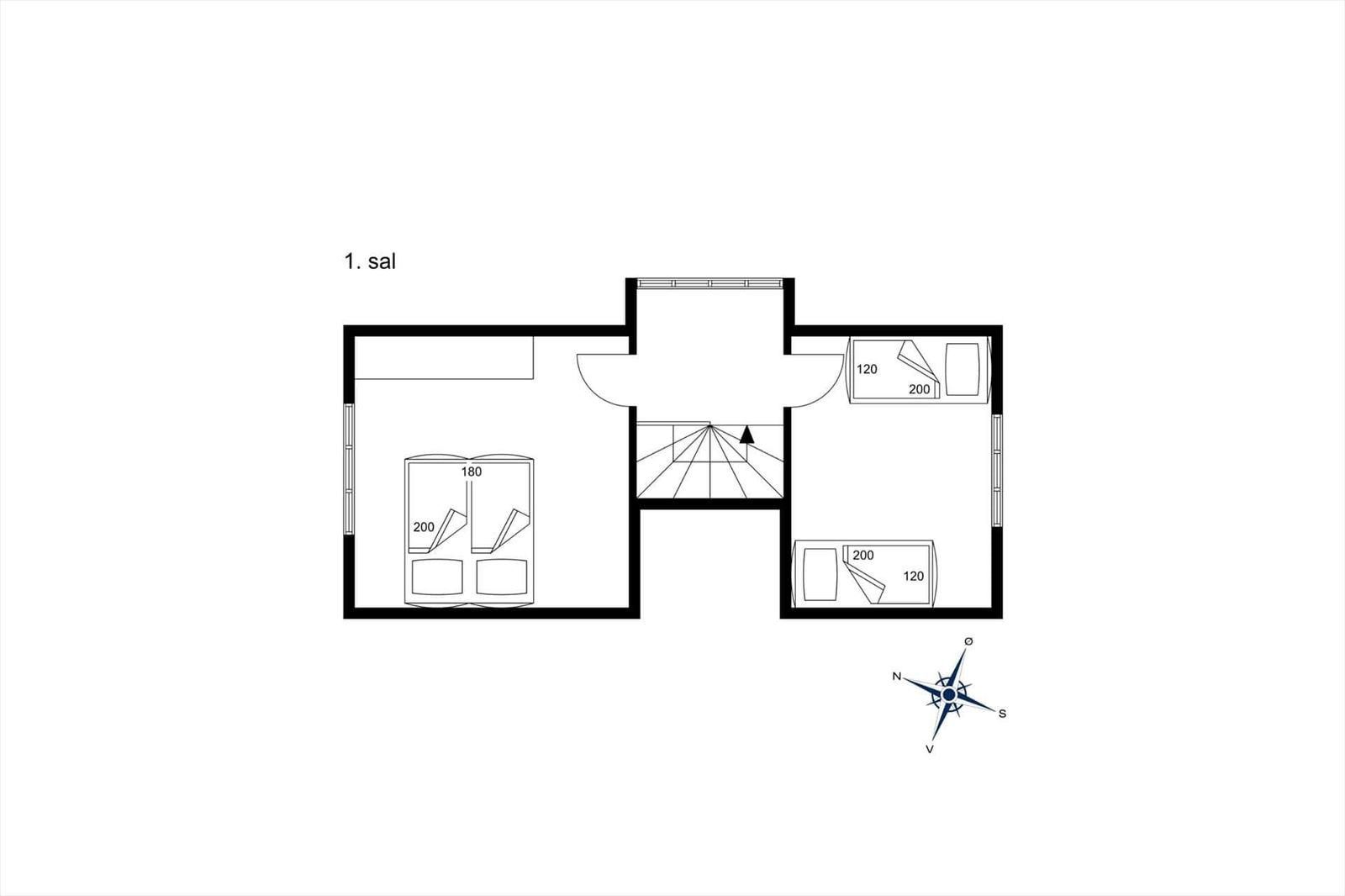 1. Stock mit Schlafzimmer, Bad und Treppe zur下一層