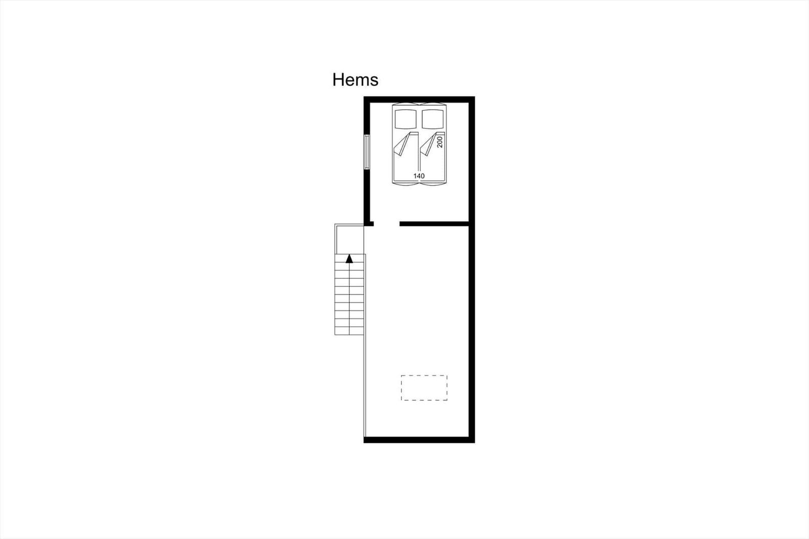Hems: Schlafzimmer mit zwei Betten und Treppe zur Unterkunft.