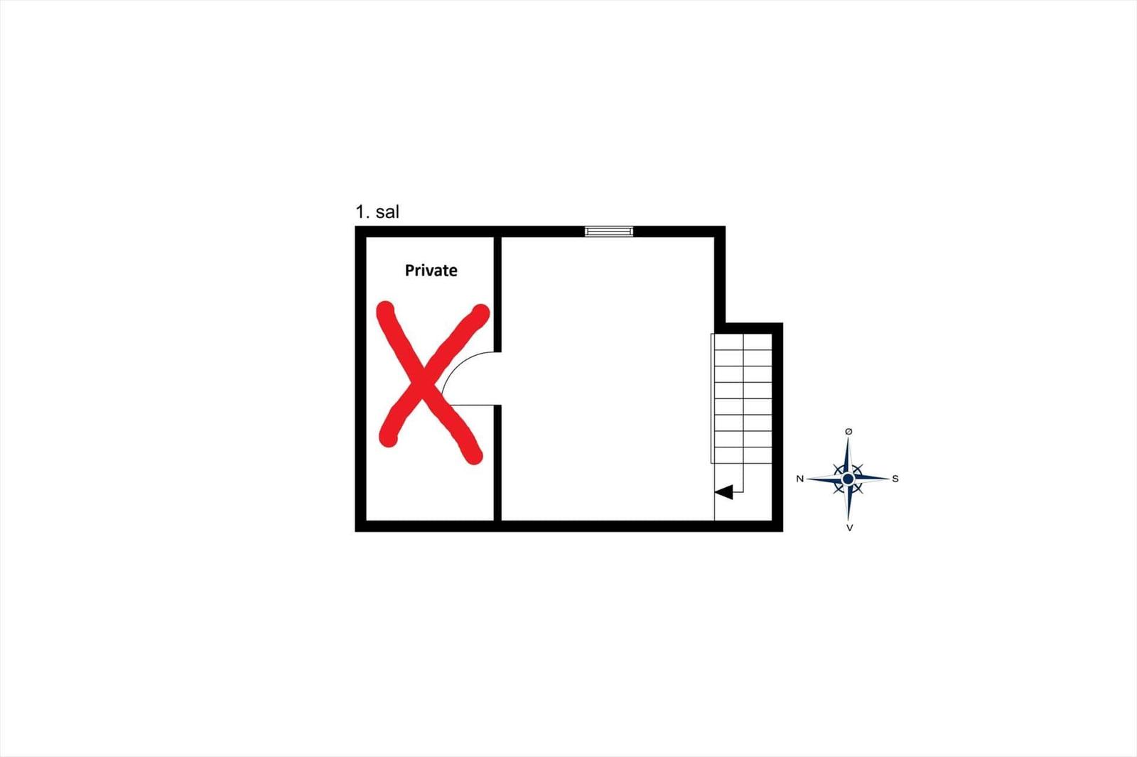 Erster Stock mit privater Zone und Treppe zur oberen Etage.