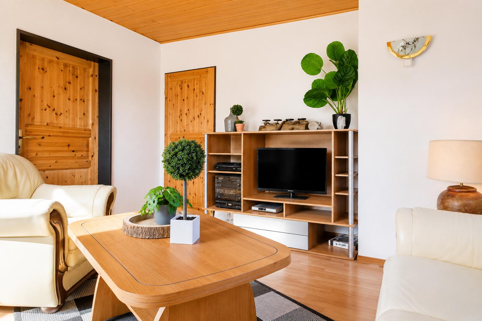 Wohnzimmer mit Fernsehwand...
