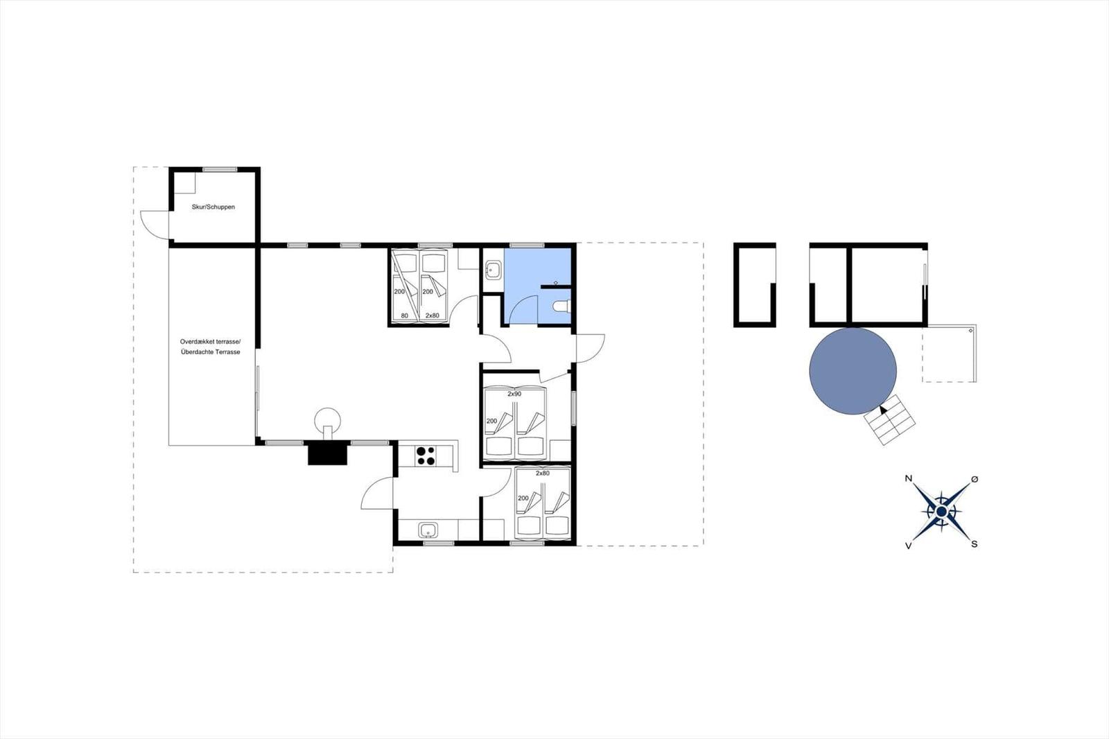 Die Wohnung hat drei Schlafzimmer, eine Küche, Bad und überdachte Terrasse.