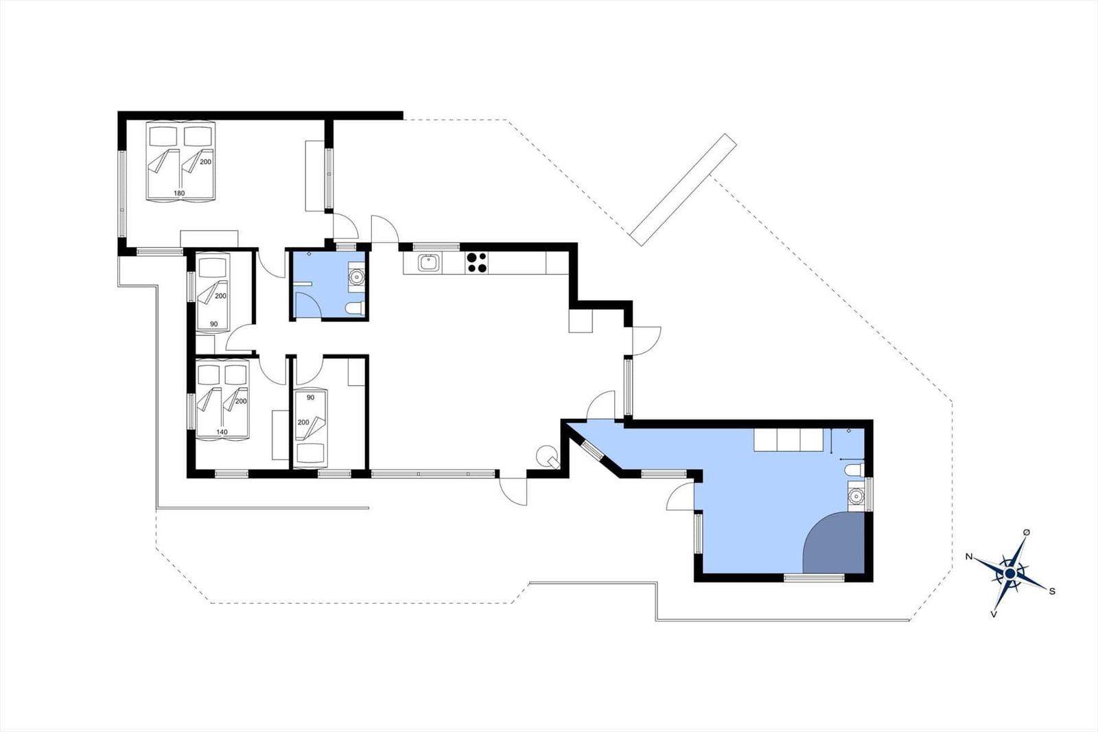 Dieses Grundrissbild zeigt eine Wohnung mit drei Schlafzimmern, Küche und Bad.