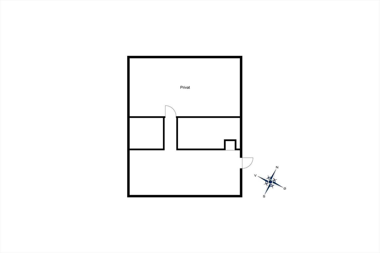 Planimetrie eines Apartments mit privatem Bereich und Kompass