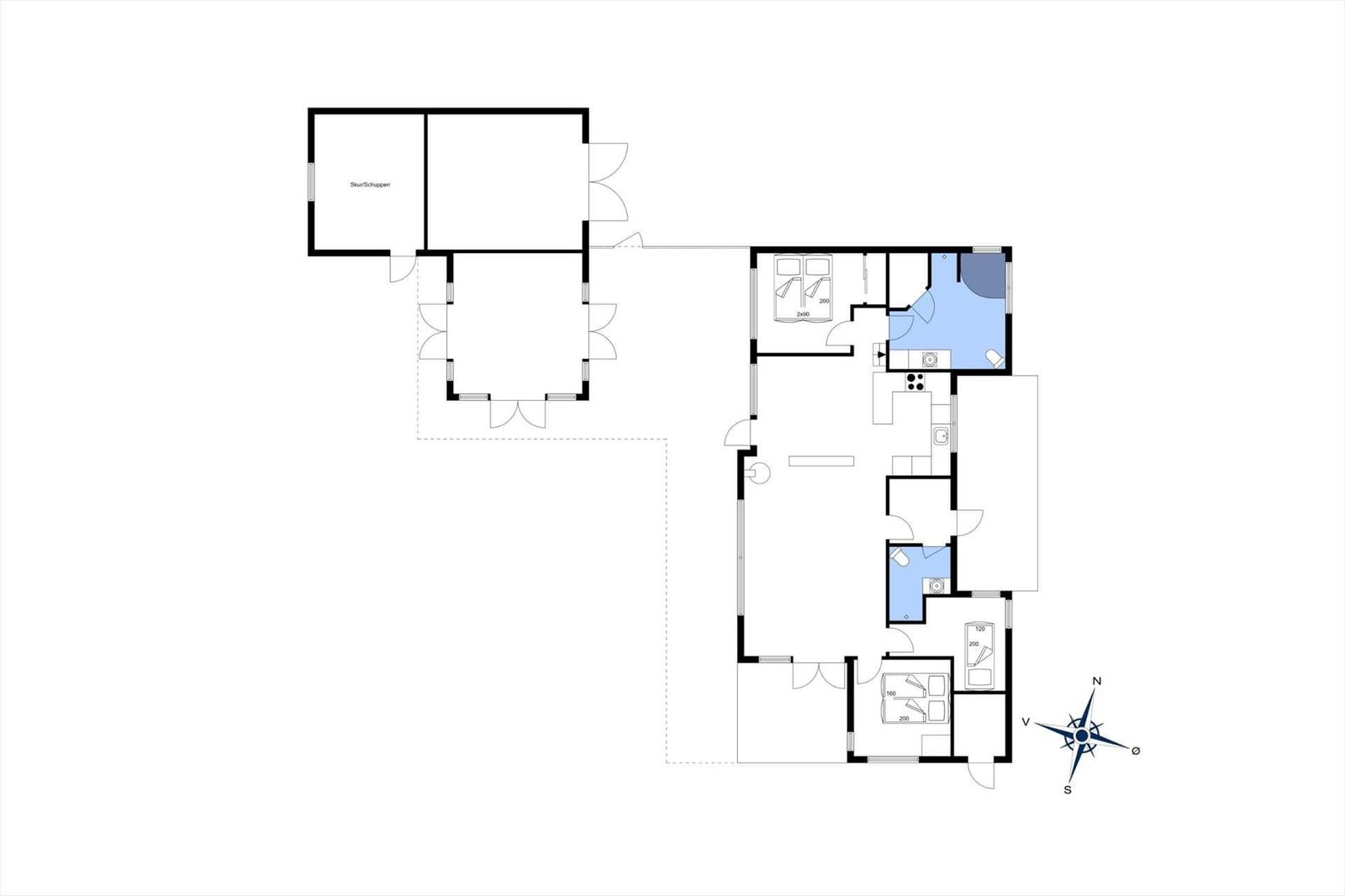 Floor plan shows layout with bedrooms, kitchen, bathrooms, and storage space.