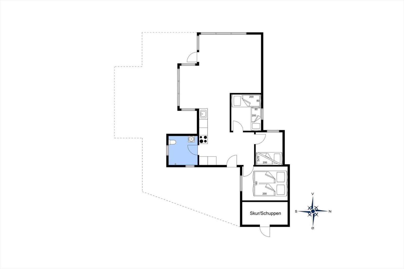 Wohnung mit Küche, Bad, Schlafzimmer und Speicher