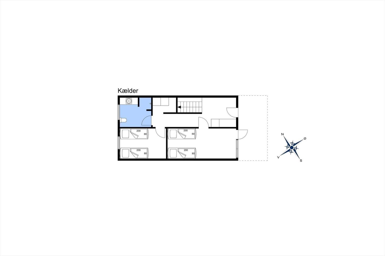 Basement with bathroom, staircase, and bedrooms