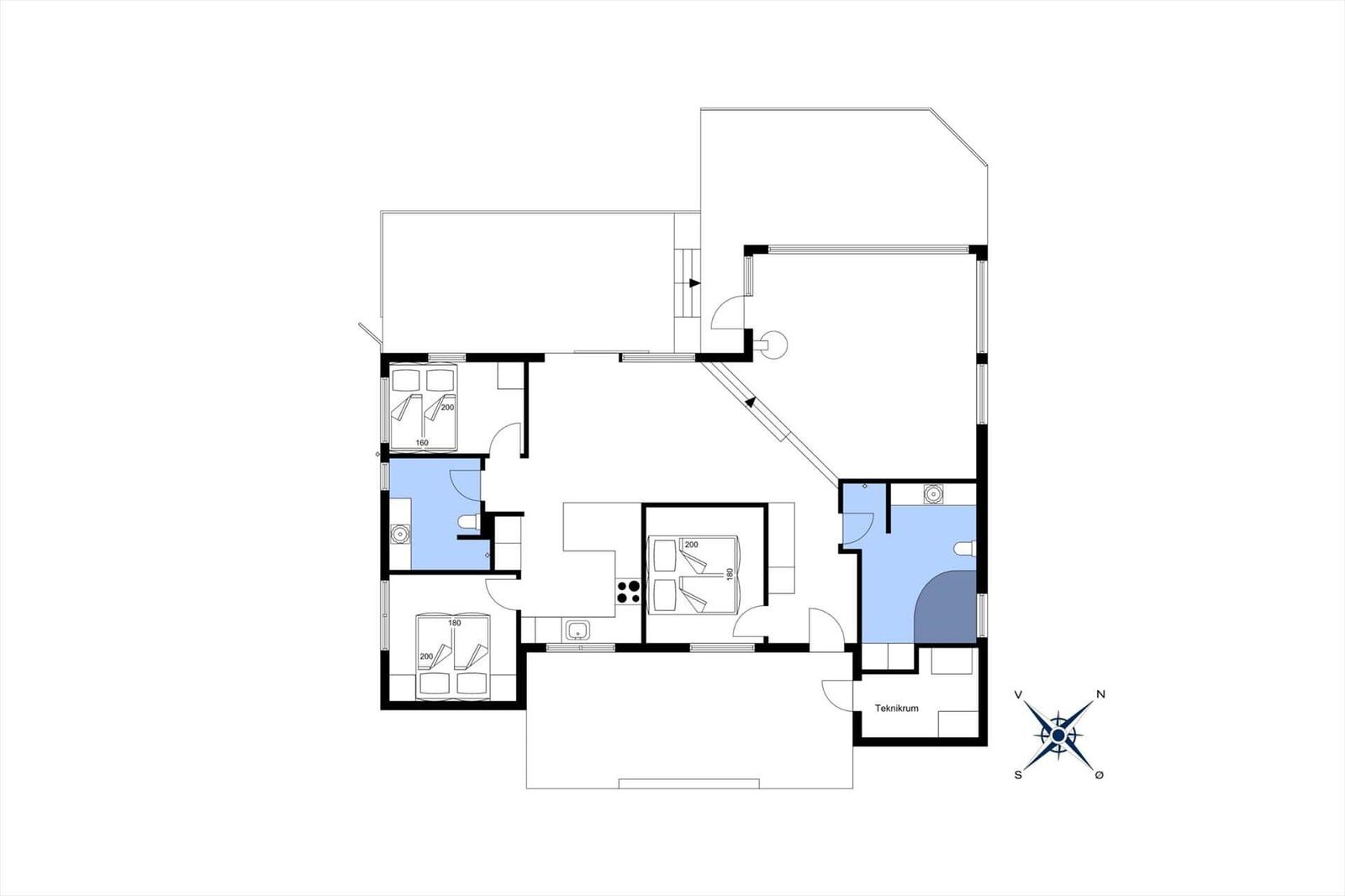 Dieses Grundrissbild zeigt die Räumlichkeiten einer Wohnung mit Küche, Schlafzimmer und Bad.