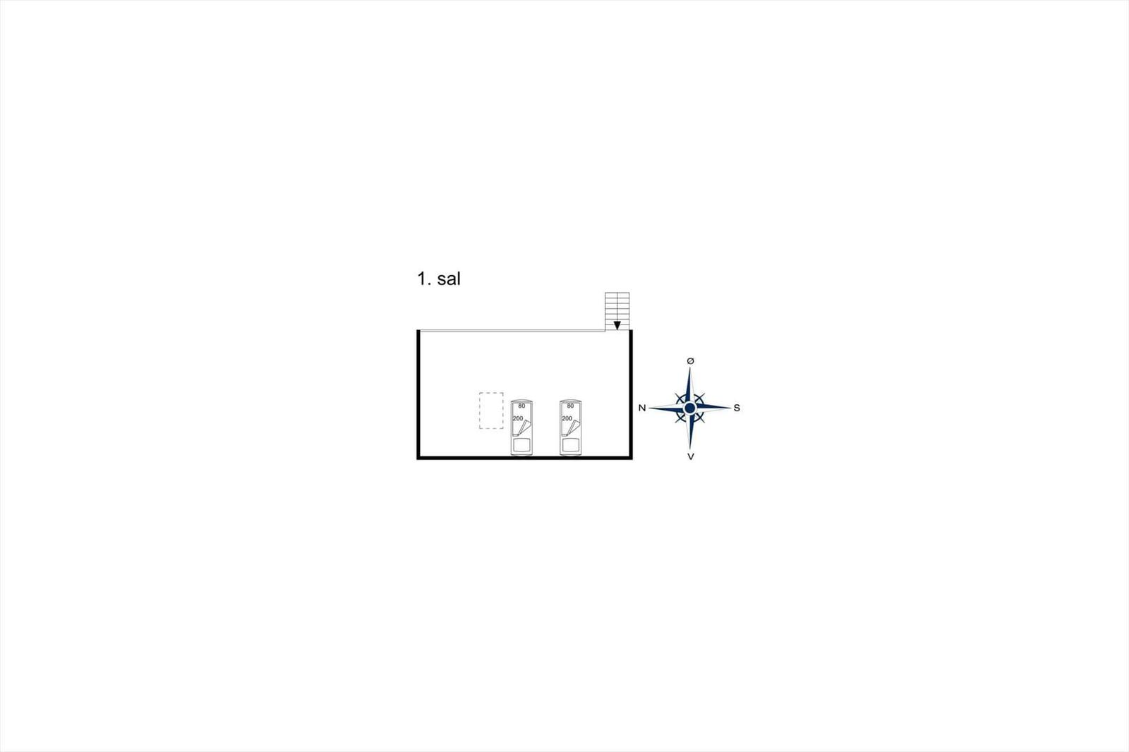 First room with two windows and a skylight. Compass shows cardinal directions.