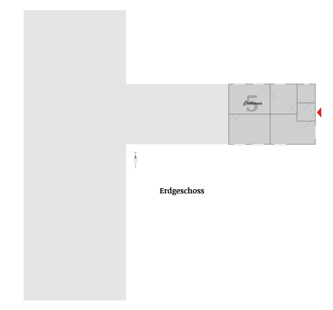 Erdgeschoss mit Raum Catharina und Richtungsangabe