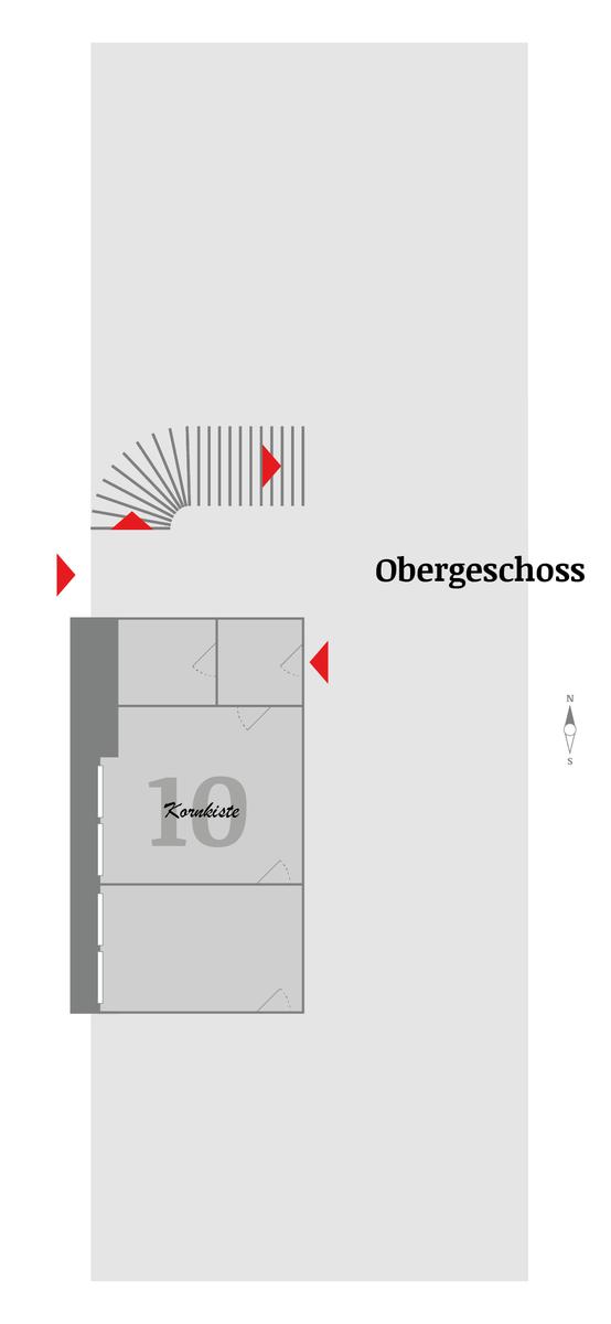 Obergeschoss mit Wohnung 10 und Korukiste