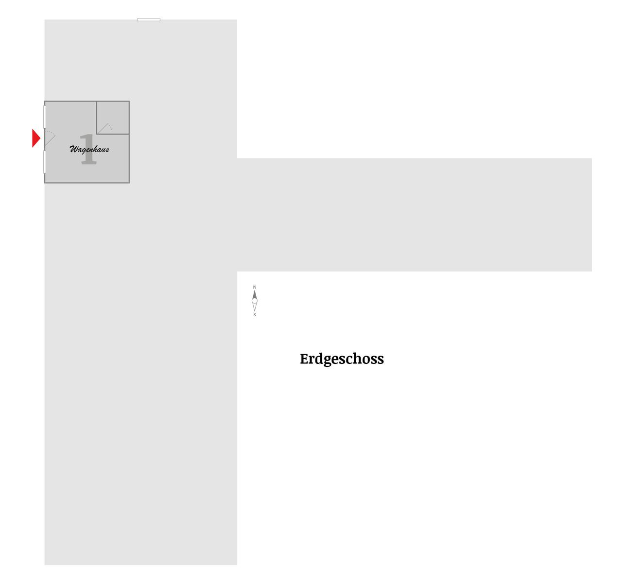 Wagenhaus und Erdgeschoss mit Orientierungshilfe