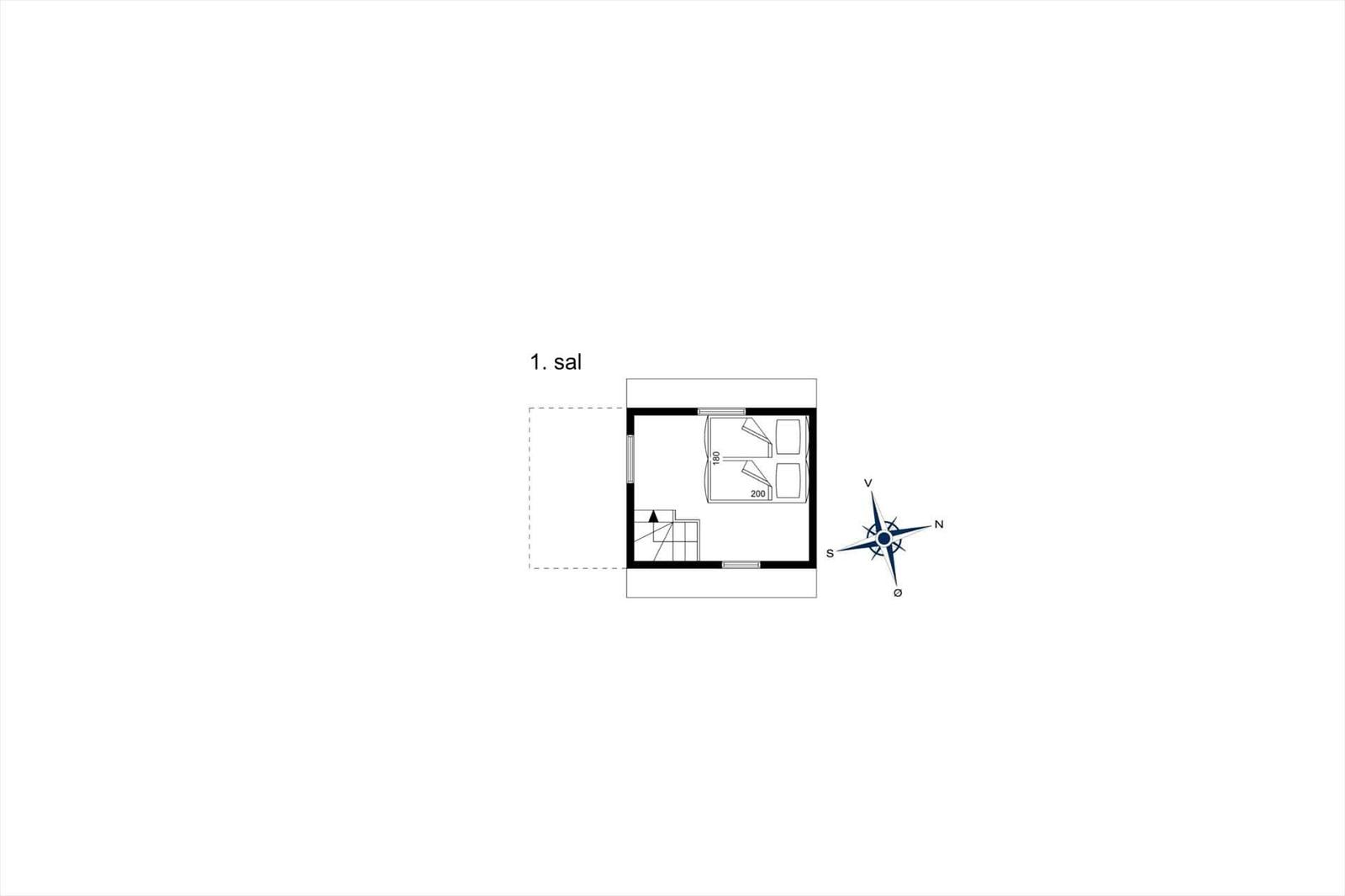 Erster Stock mit Schlafbereich und Treppe zur nächsten Etage.