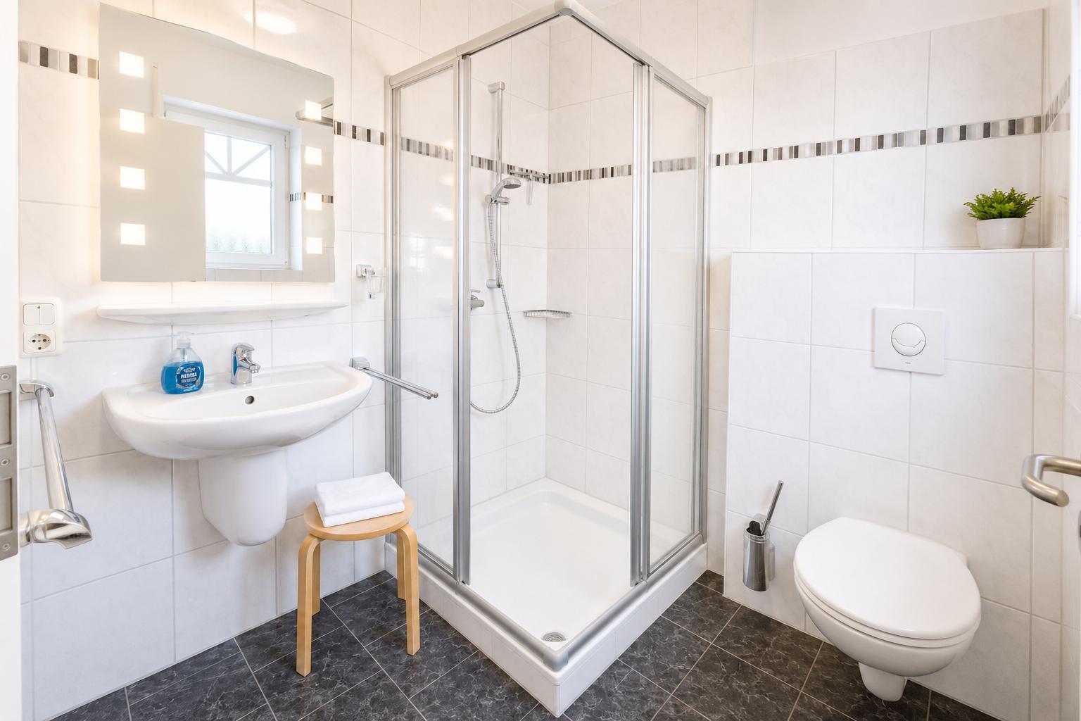 Badezimmer mit Dusche unten...