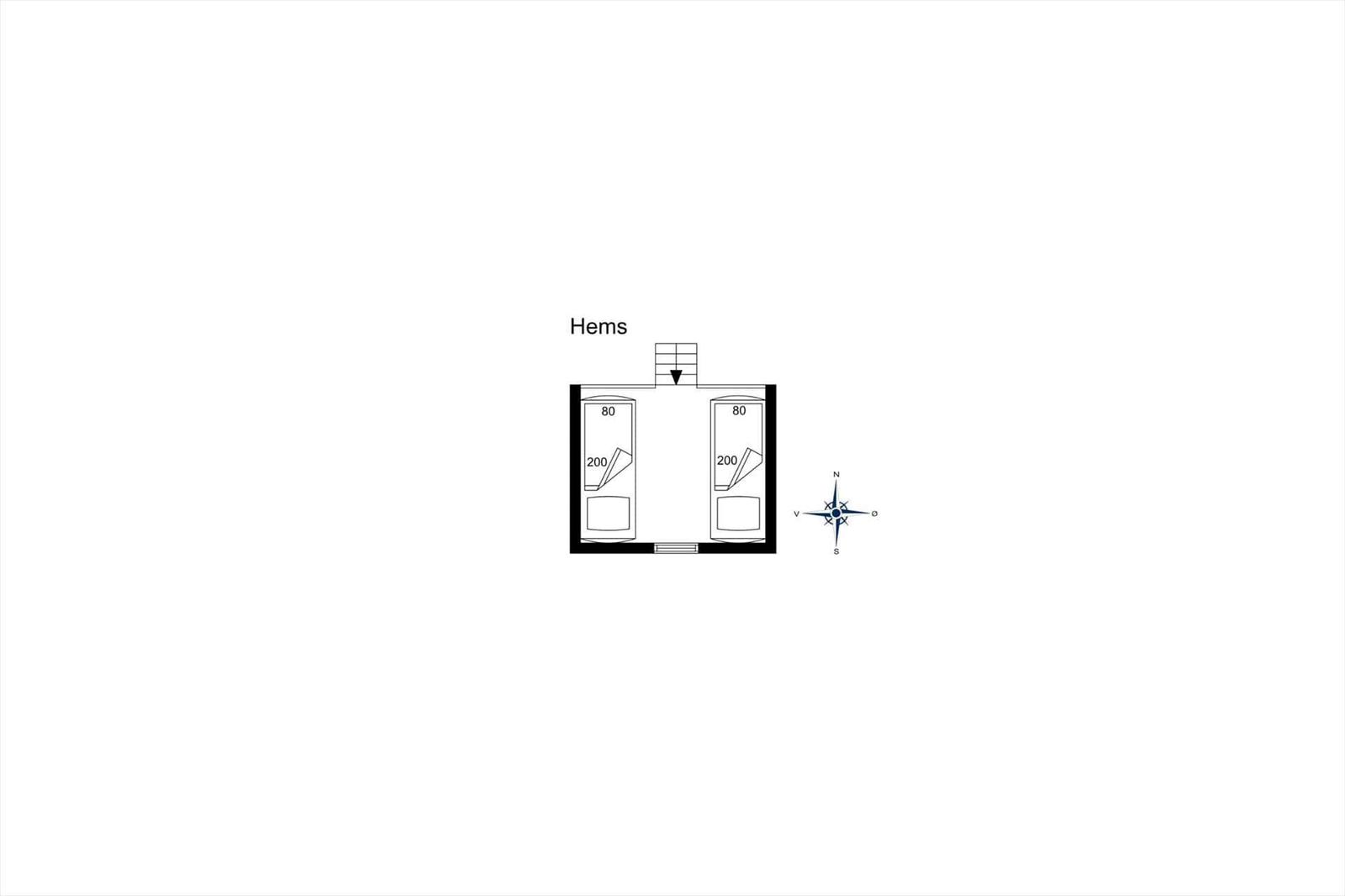 Plan der Unterkunft Hems mit zwei Schlafzimmern und einer Dachterrasse.