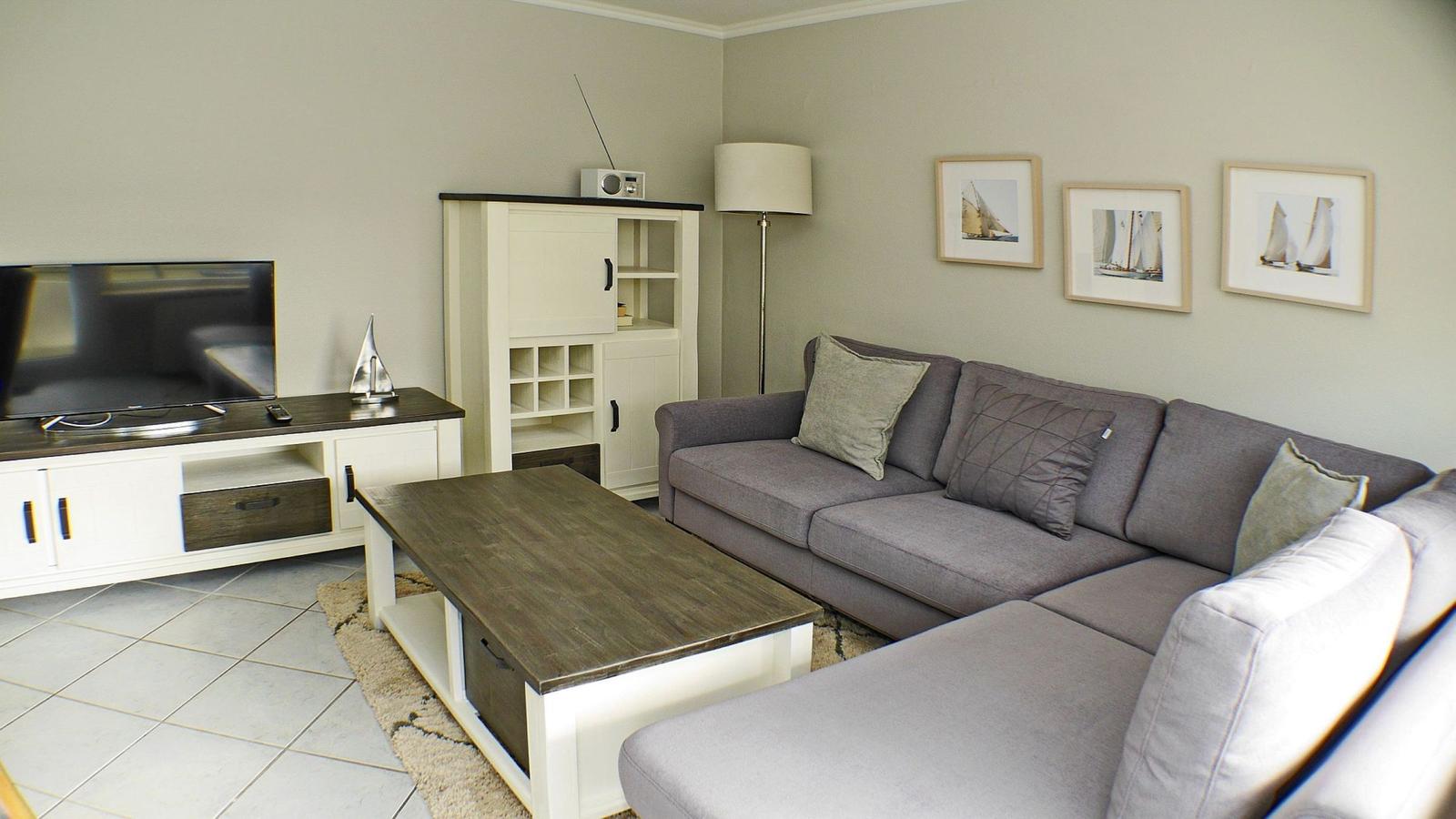 Living Room with Sofa and TV