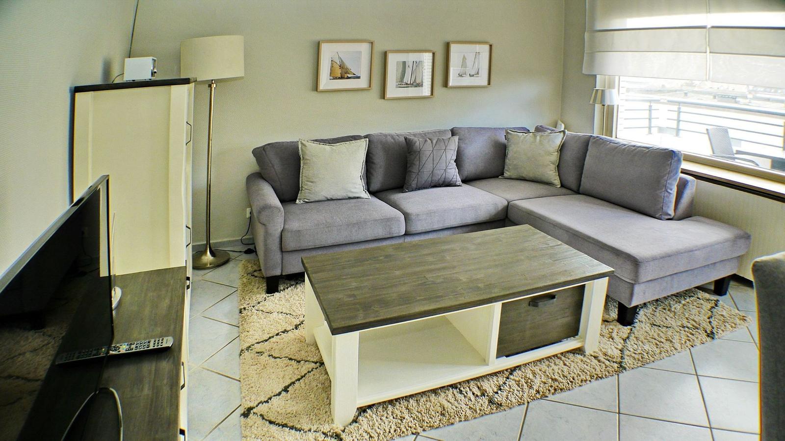 Cozy Living Room with Gray Sofa
