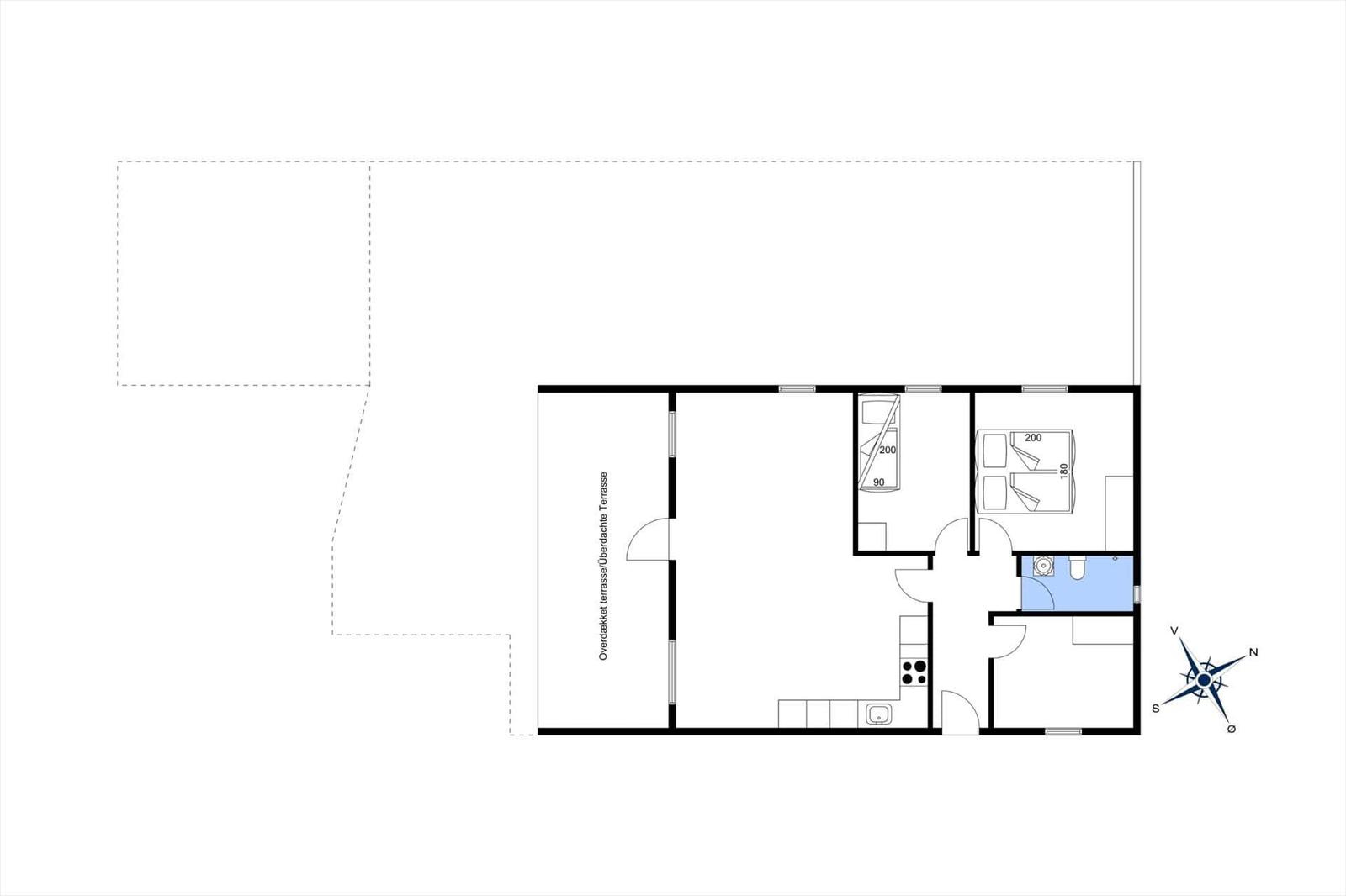 Wohnung mit Küche, Schlafzimmer und Bad, überdachte Terrasse