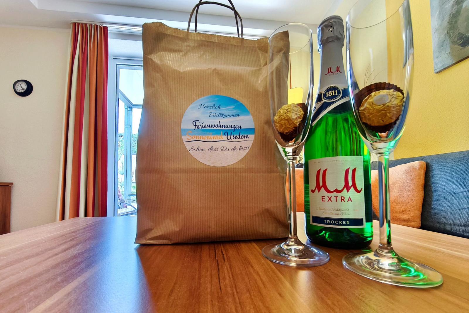 Liebevoll vorbereiteter Willkommensgruß für Ihren Urlaub auf Usedom
