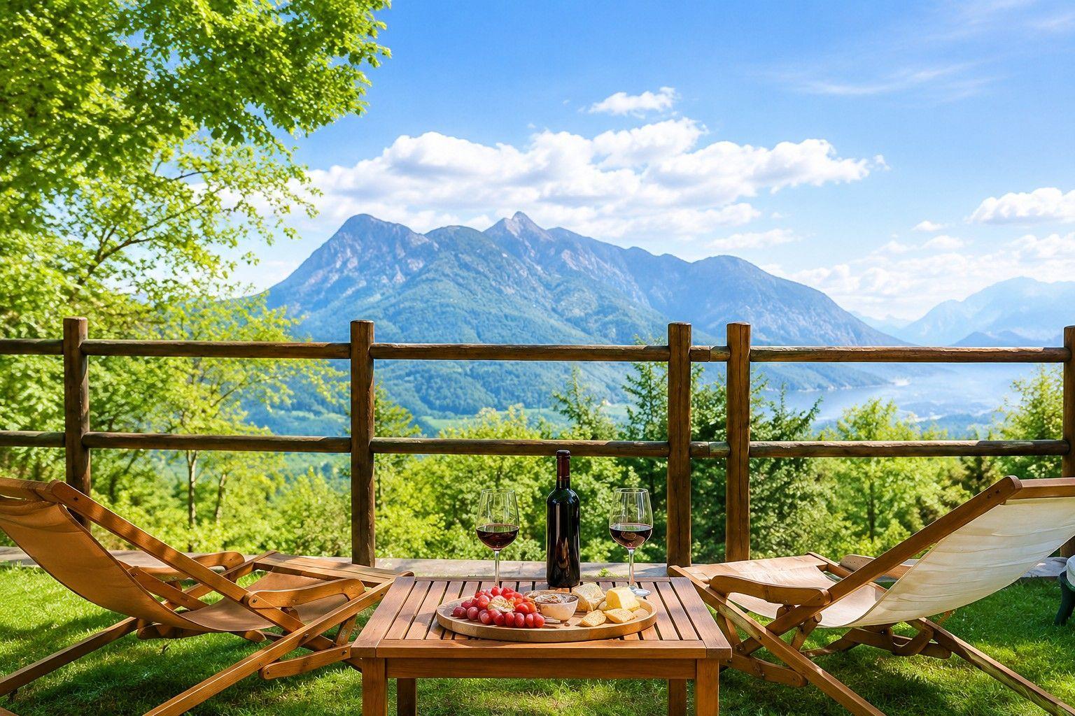 erholsame Terrasse mit toller Aussicht auf die Bergkulisse