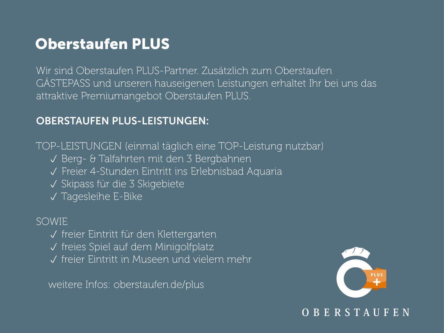 Oberstaufen PLUS offer includes ski pass, e-bike, and entry to Aquaria and museums.